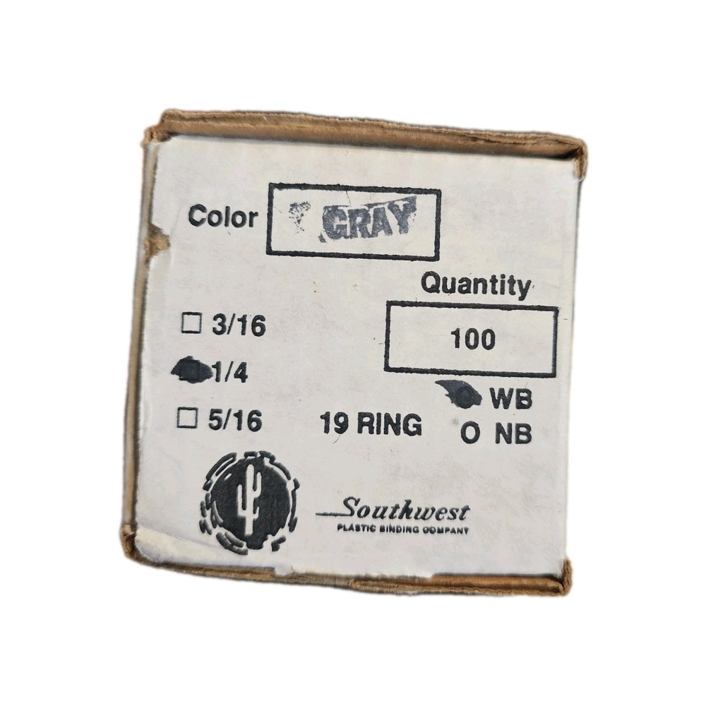 100 Pack 1/4 Inch Plastic Binding Comb, 19 Ring, 20 Sheet, Gray, Letter Size - Picture 2 of 2